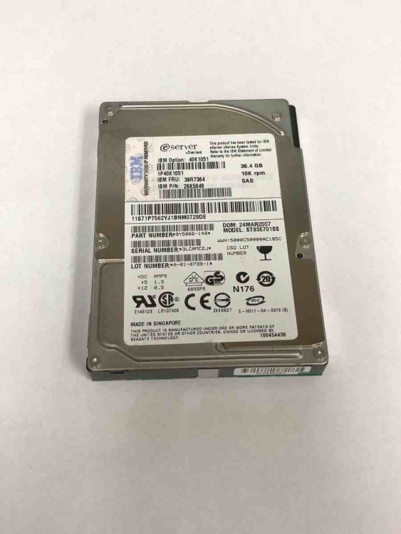 IBM 36Gb HDD 10K 4, 2,5" SAS SFF HDD RoHs IBM 36Gb HDD 10K 4, 2,5" SAS SFF HDD RoHs