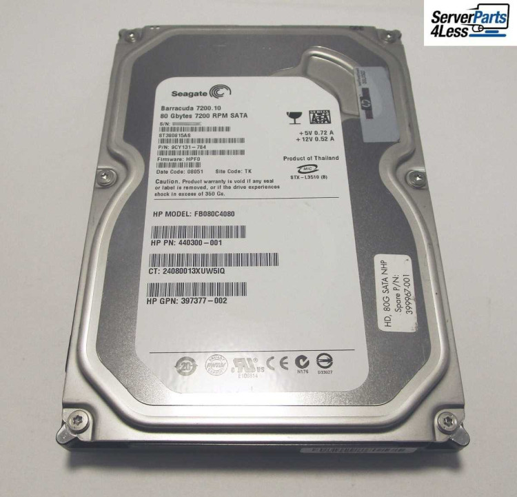 HP 80GB 7200RPM SATA 3.5" NON HOT PLUG HARD DRIVE NEW BULK 440300-001