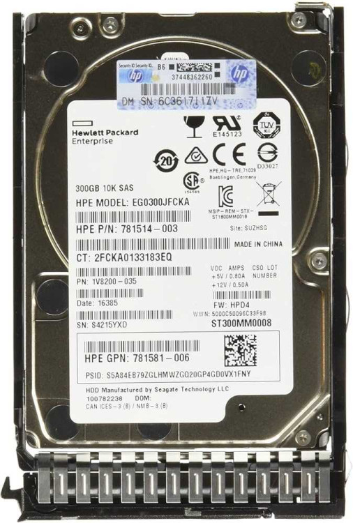 Жесткий диск HP 300GB 12G SAS SC ENT 1x300Gb 10K (785067-B21)