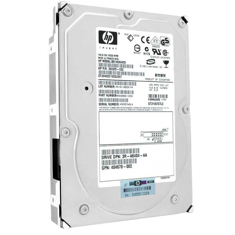 HP 146.8GB ULTRA320 HOT PLUG 10K SCSI 80 PIN HARD DRIVE NEW BULK 360205-022