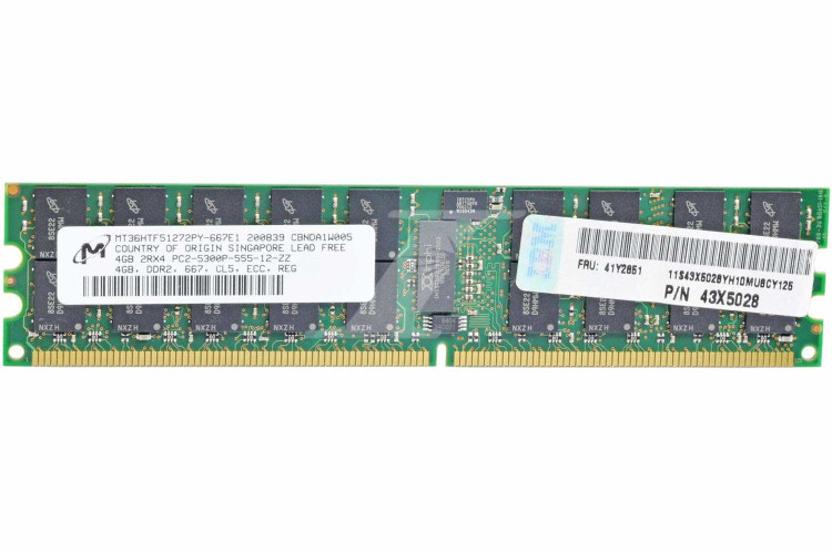IBM 4GB (1 X 4GB) PC2-5300 CL5 ECC LP MEMORY NEW BULK 43X5026
