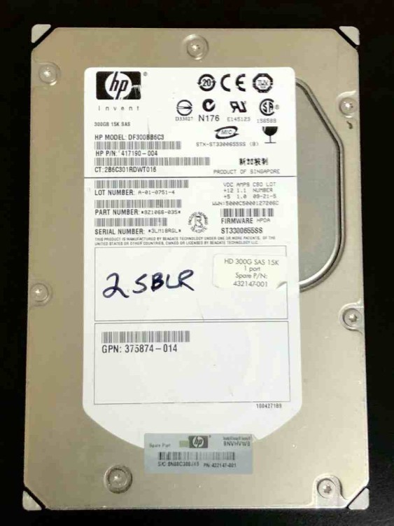 CLEAN TESTED 432147-001 HP 300GB 15K rpm Non Hot Plug SAS 3.5 Single Port Hard Drive CLEAN TESTED 432147-001 HP 300GB 15K rpm Non Hot Plug SAS 3.5 Single Port Hard Drive