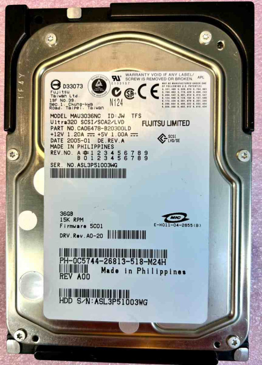 HD, 36GB, SCSI, U320, 15K, 80P, FJT