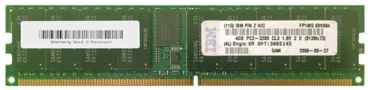 IBM 8GB (2 X 4GB) PC2-3200 400MHZ 240 PIN ECC REG MEMORY 30R5145 IBM 8GB (2 X 4GB) PC2-3200 400MHZ 240 PIN ECC REG MEMORY 30R5145
