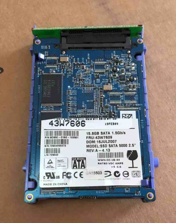43W7609 HP 15.8GB SATA SSD HARD DRIVE 43W7609 HP 15.8GB SATA SSD HARD DRIVE