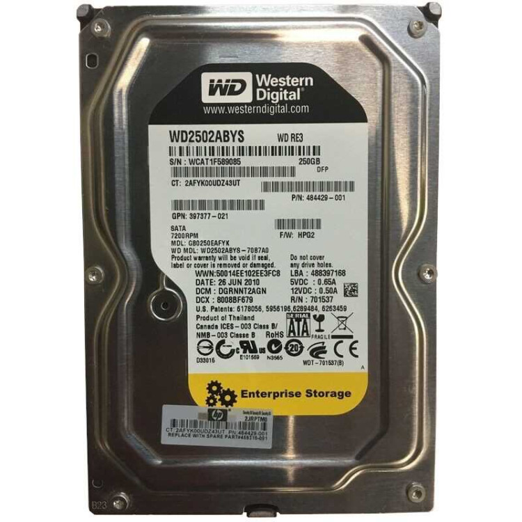 HP 250GB 3G SATA 7200 RPM NON HOT PLUG MDL HARD DRIVE  458939-B21