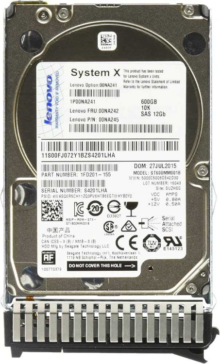 Жесткий диск Lenovo 1x600Gb 10K для 12Gbps 2.5in G3HS 512e (00NA241)
