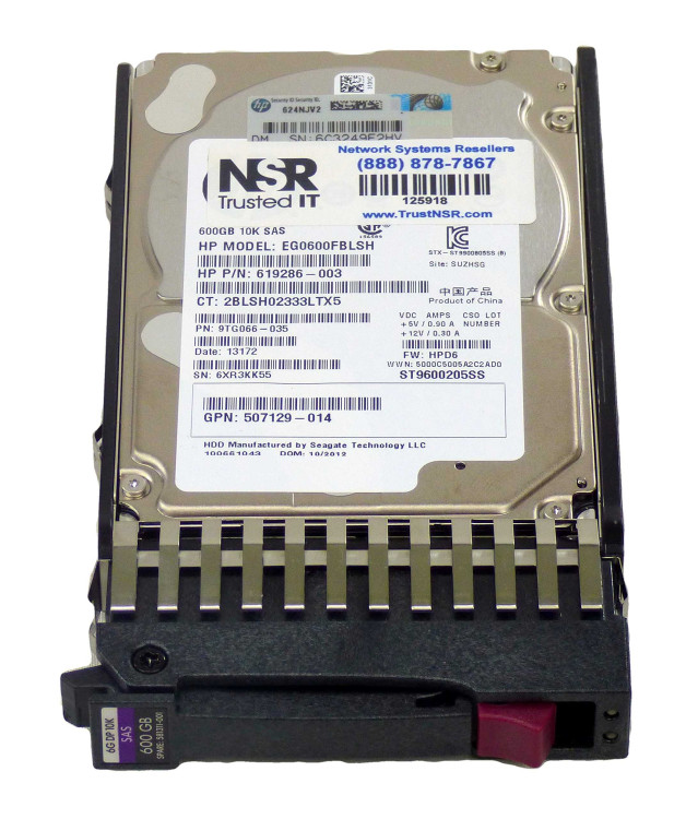 HP 600GB 10K SAS 6G 2.5" DP ENT HARD DRIVE 619286-003
