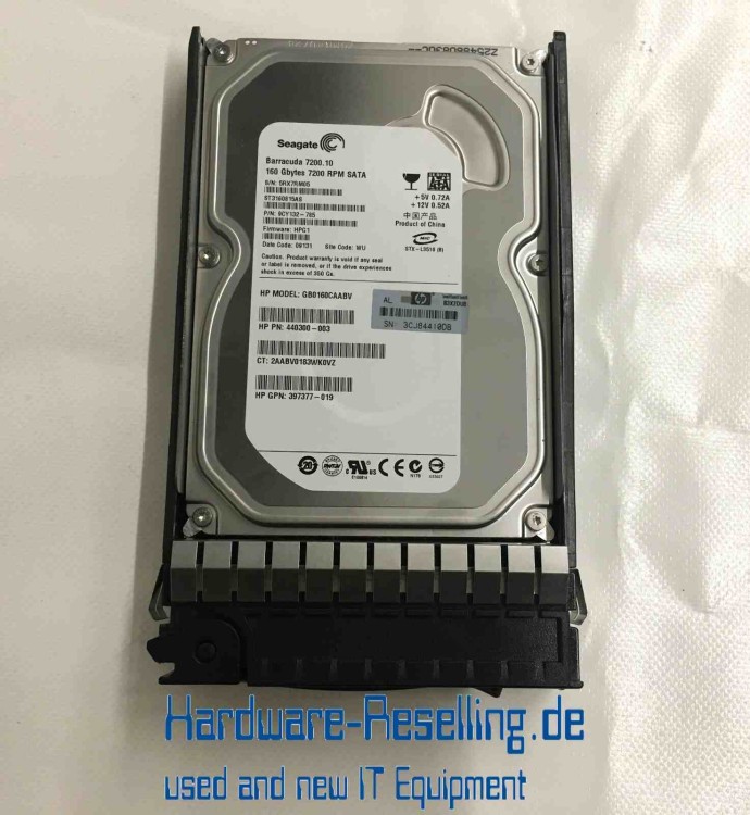 440300-003 HP 160GB 7.2K rpm Hot Plug SATA Hard Drive 440300-003 HP 160GB 7.2K rpm Hot Plug SATA Hard Drive