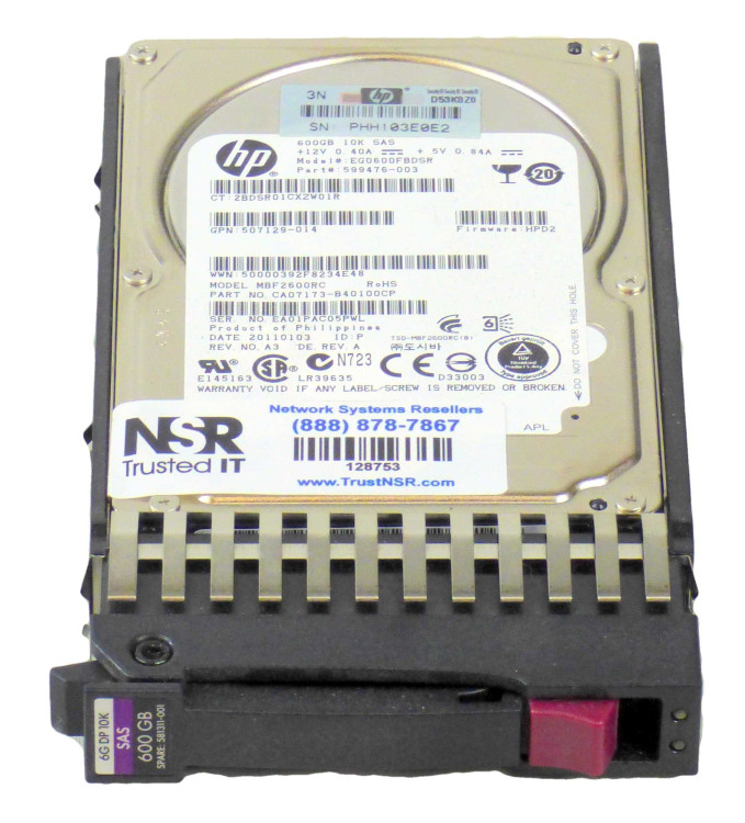 HP 600GB 10K SAS 6G 2.5" DP ENT HARD DRIVE 581311-001 HP 600GB 10K SAS 6G 2.5" DP ENT HARD DRIVE 581311-001