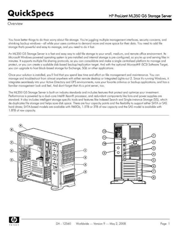 HP ML350G5 3TB AP Storage Server LI