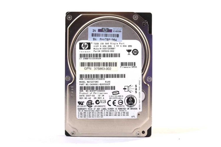 HP 72.8GB 15K SAS SINGLE PORT 2.5" HOT PLUG HARD DRIVE418373-008