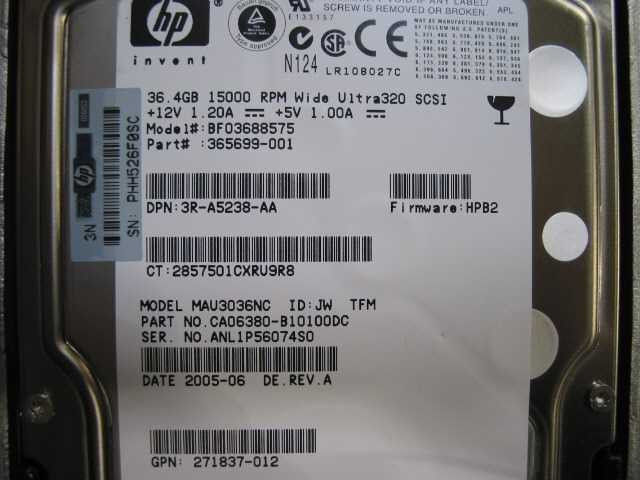 HP 36.4GB ULTRA320 15K HARD DRIVE NEW BULK 404714-001