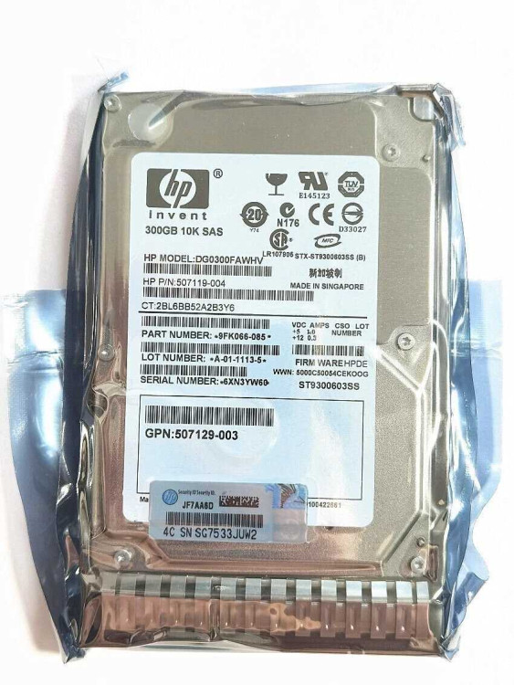 HP 300GB 10K 2.5" SAS 6G DUAL PORT SC ENT HARD DRIVE 652564-B21