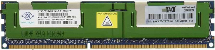 HP 4GB (1 X 4GB) 2RX4 PC3-10600R-9 DDR3-1333 MHz NEW BULK 500203-061