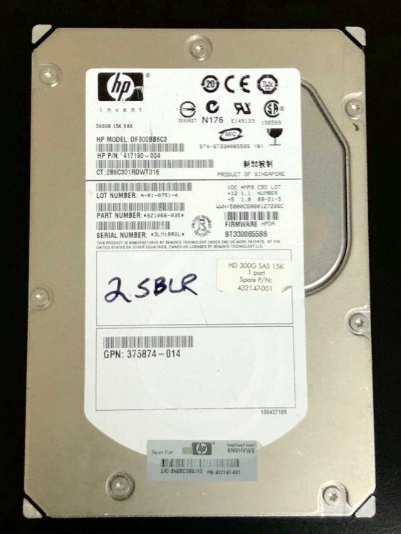 HP 300GB 15K SAS 3.5" SINGLE PORT NHP HARD DRIVE BULK 432147-001