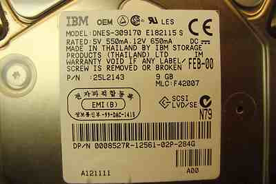 IBM 9.1GB 7200RPM DISK SCSI-U160-LVD 80PIN