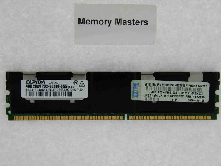 41Y2845 IBM 4GB (1X4GB) PC5300 DDR2 MEMORY MODULE 41Y2845 IBM 4GB (1X4GB) PC5300 DDR2 MEMORY MODULE