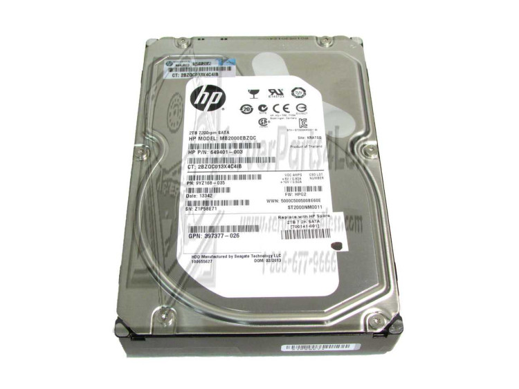 HP 2TB 3G SATA 3.5" MDL NHP HARD DRIVE NEW BULK 507774-B21 HP 2TB 3G SATA 3.5" MDL NHP HARD DRIVE NEW BULK 507774-B21