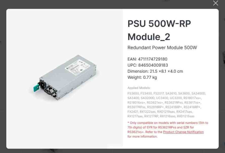 RS12 495W PSU W/FAN MODULE RS12 495W PSU W/FAN MODULE