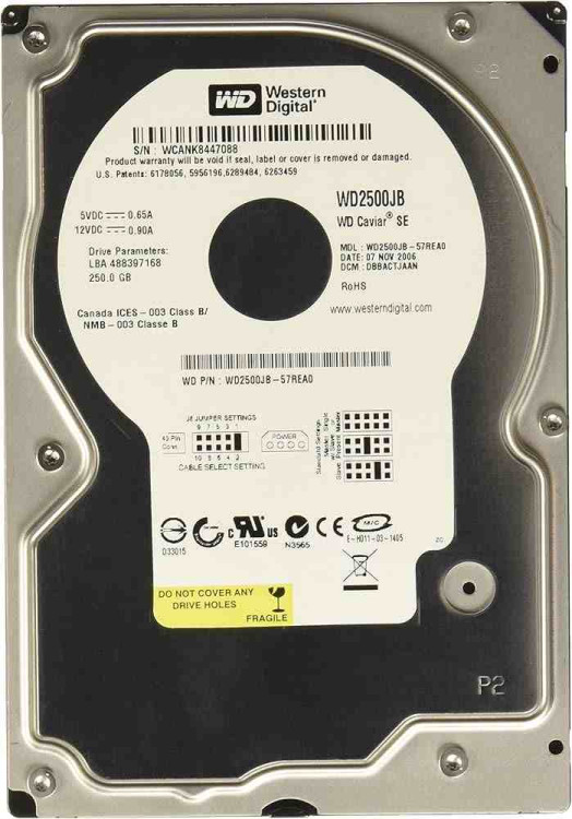 DELL P/N H5262 DELL WD2500JB-75GVA0 HSBHCTJCH (2) 250GB 7200rpm WD Ca