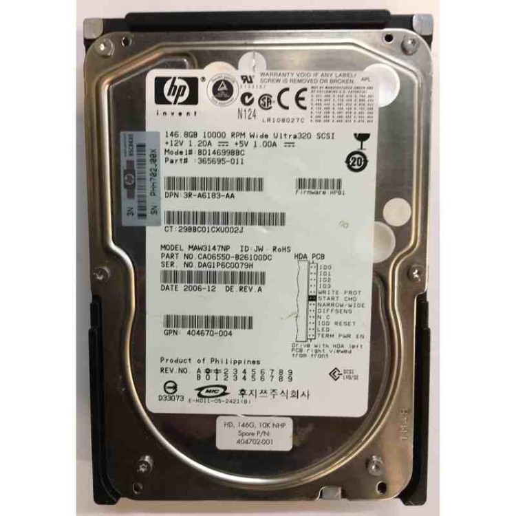 404702-001 HP 146GB Ultra320 SCSI 10K Universal NON Hot Swap Hard Drive 404702-001 HP 146GB Ultra320 SCSI 10K Universal NON Hot Swap Hard Drive
