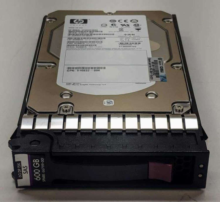 HP 600GB 15K SAS 6G 3.5" DUAL PORT ENT HARD DRIVE  516810-003