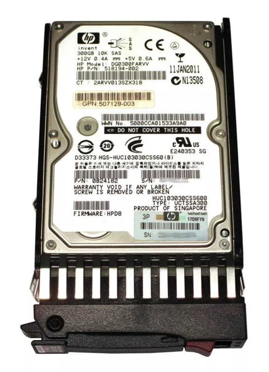 HP 300GB 10K 6G 2.5" SAS DUAL PORT HARD DRIVE DG0300FARVV