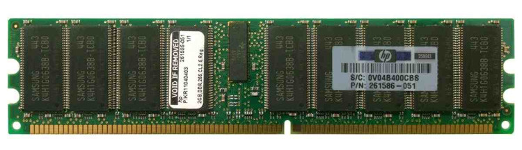 261586-051 HP 2GB (1 X 2GB) PC2100 DDR ECC MODULE 261586-051 HP 2GB (1 X 2GB) PC2100 DDR ECC MODULE
