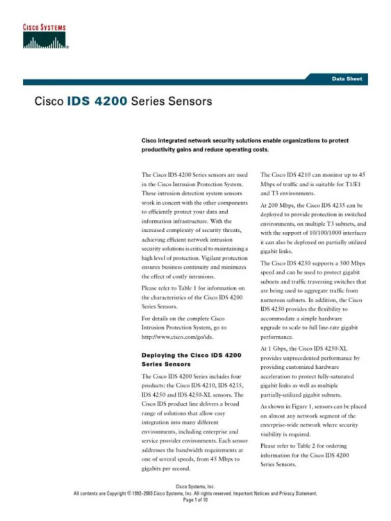 4250 SENSOR (CHASSIS, S/W, SSH, 1000BASESX W/ SC CONNECTOR)