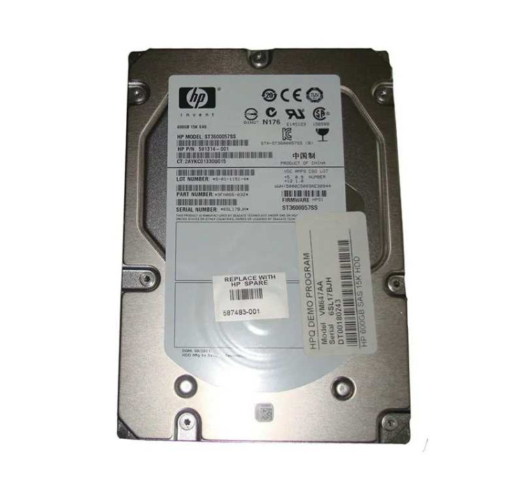 HP 600GB 3.5" 15K SAS WORK STATION HARD DRIVE 587483-001