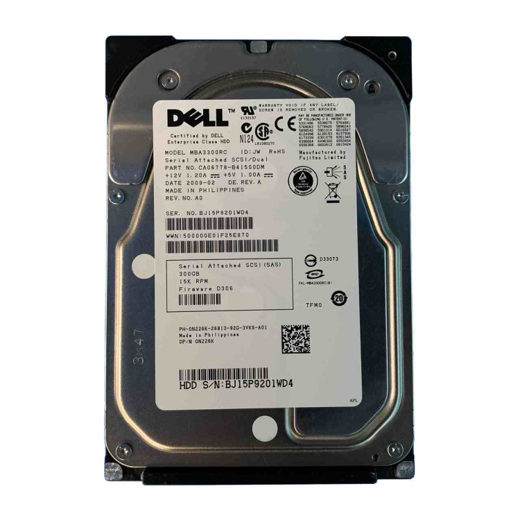 N226K DELL  300GB 15K 3.5" SAS HARD DRIVE