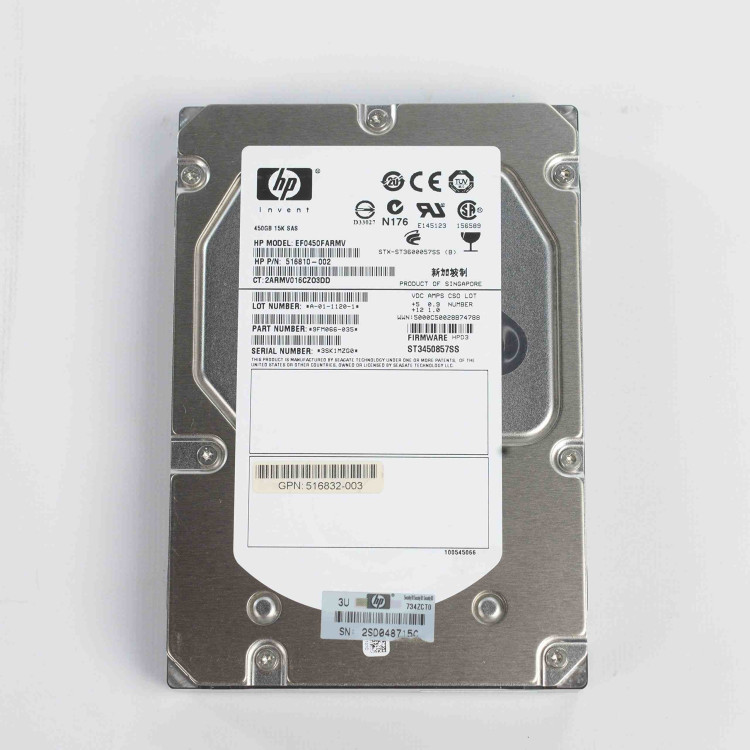 516810-002 HP 450GB 15K 6G SAS HARD DRIVE