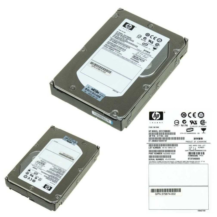 HP 72.8GB 15K SAS 3.5 INCH HOT PLUG DRIVE NEW BULK 375874-002