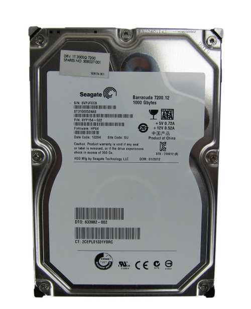 HP 1TB SATA 7200 RPM 3.5" WORKSTATION HARD DRIVE NEW BULK 464263-001