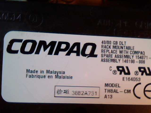 COMPAQ 40/80GB DLT INTERNAL OPAL NEW BULK 146198-006