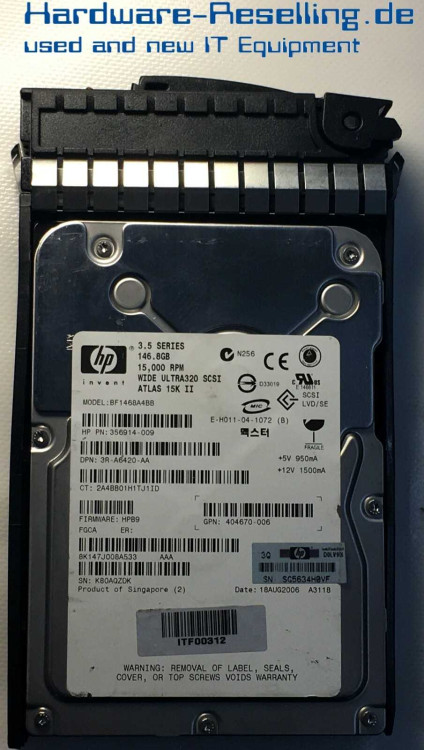 HP 146GB ULTRA320 15K HARD DRIVE NEW BULK BF1468A4BB