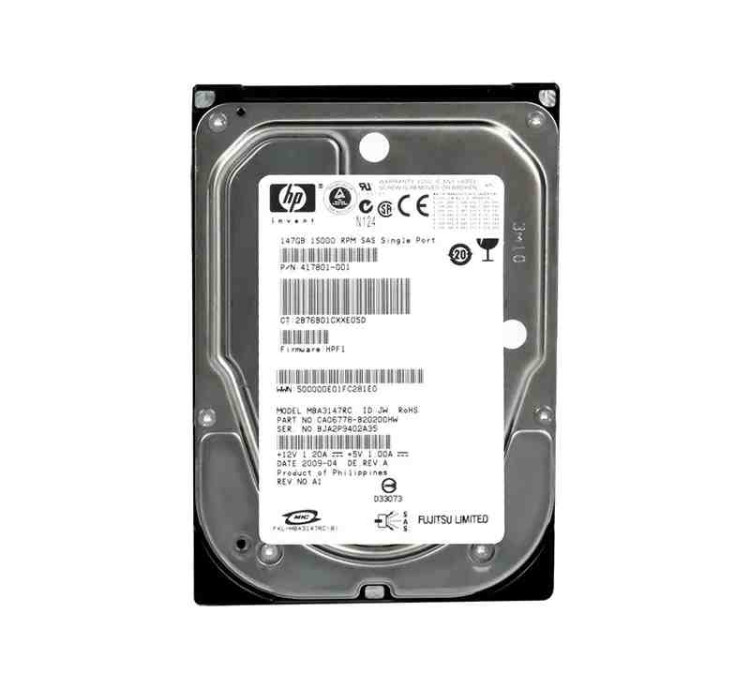 CLEAN PULLS 417801-001 HP 146GB 15K rpm Non Hot Plug SAS 3.5 Single Port Hard Drive