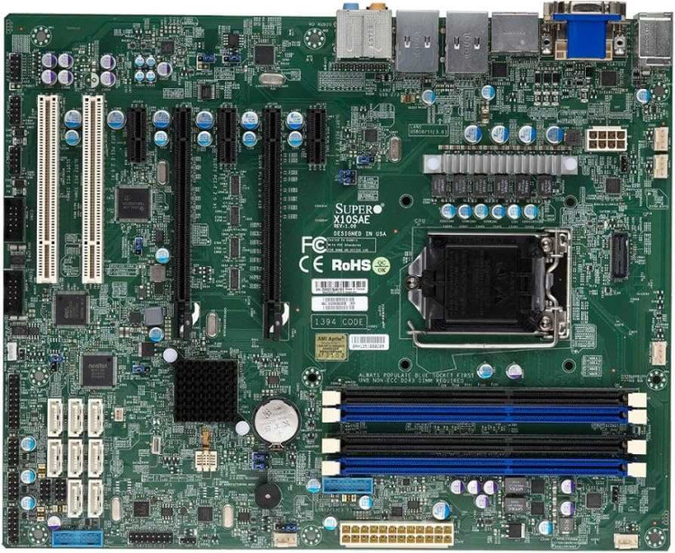 Материнская плата SuperMicro MBD-X10SAE-O Socket-1150 Intel C226 DDR3 ATX AC`97 8ch(7.1) 2xRJ45 Gigabit Ethernet SATA3 UDIMM, DOM