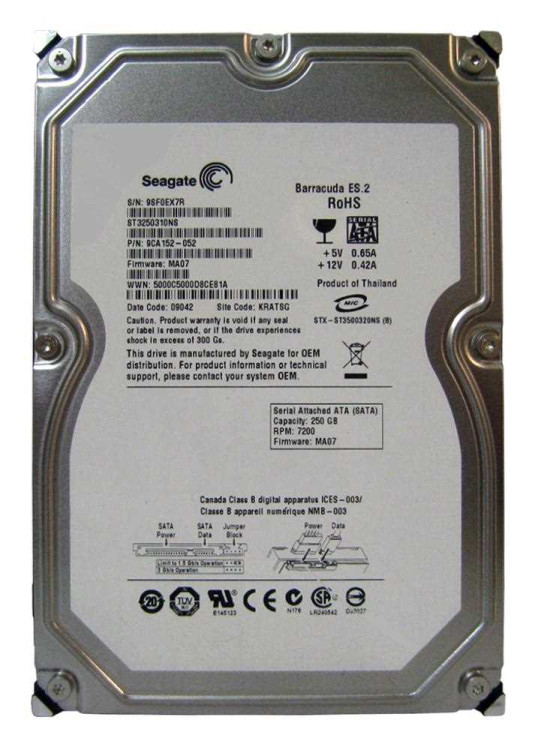 HP 250GB 7200 RPM SATA 3.5" HOT PLUG HARD DRIVE